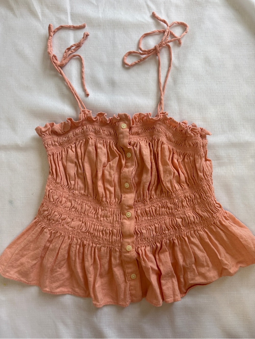 Universal Thread Women’s Large Coral Smocked Tie Strap Peplum Tank Top